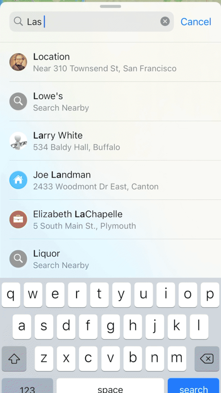 Animated GIF showing the Apple Maps avoid highways option